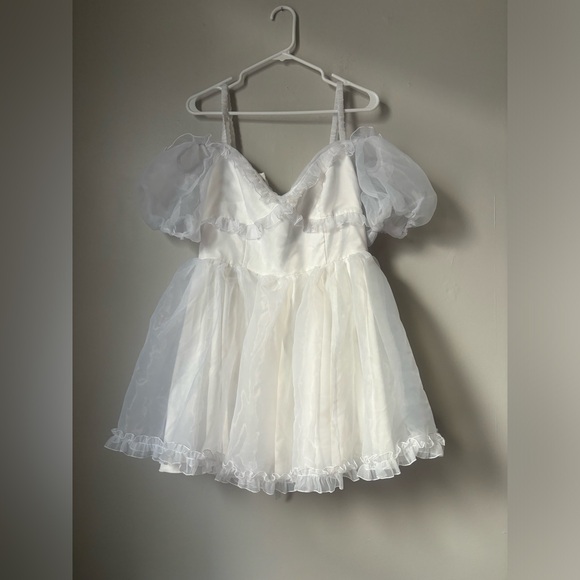 NWT sugar thrillz organza lace up mini puffy Dress size large - Picture 1 of 5
